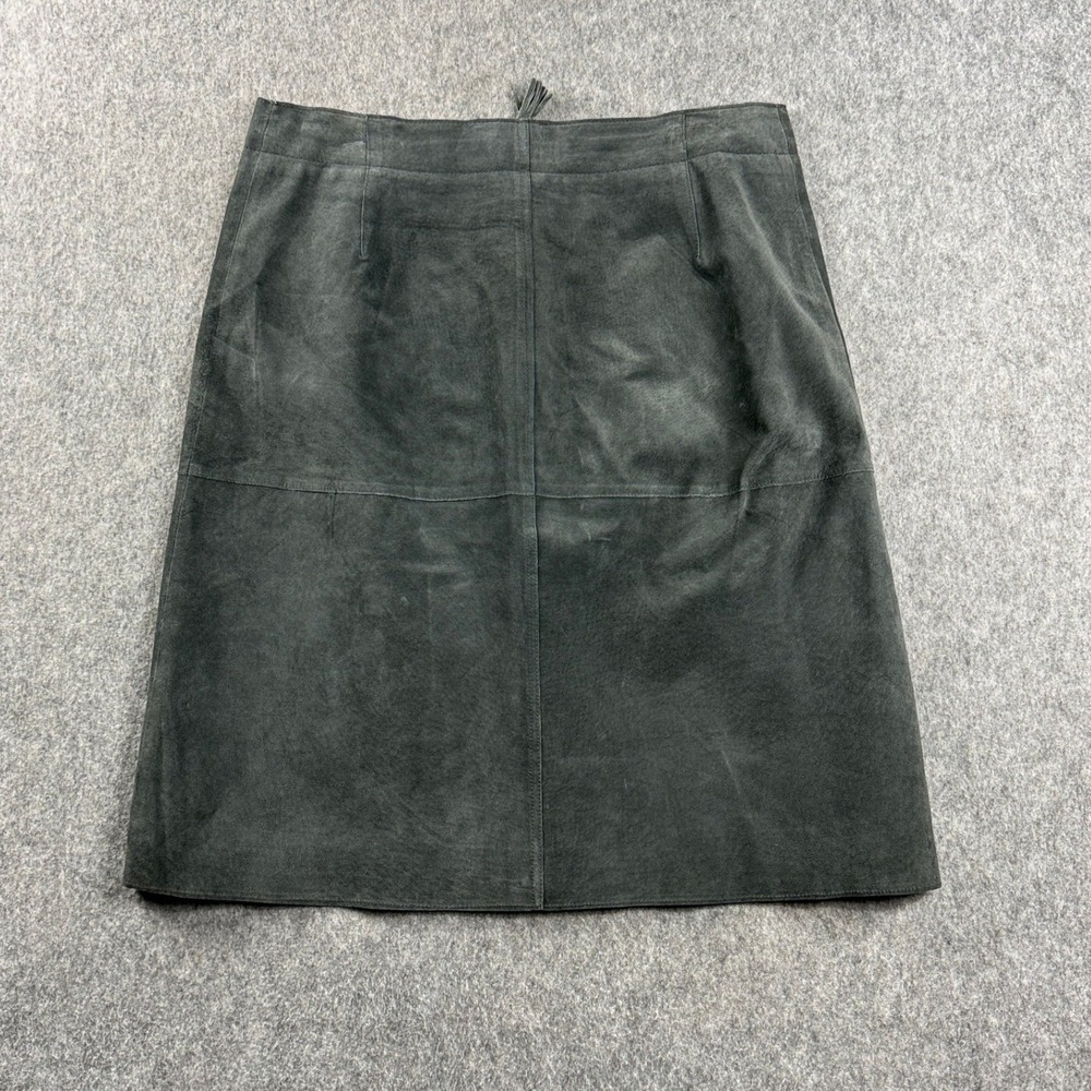 Isaac Mizrahi for Target Gray Midi Skirt Size 14 Suede Leather  Front Zip Tassel